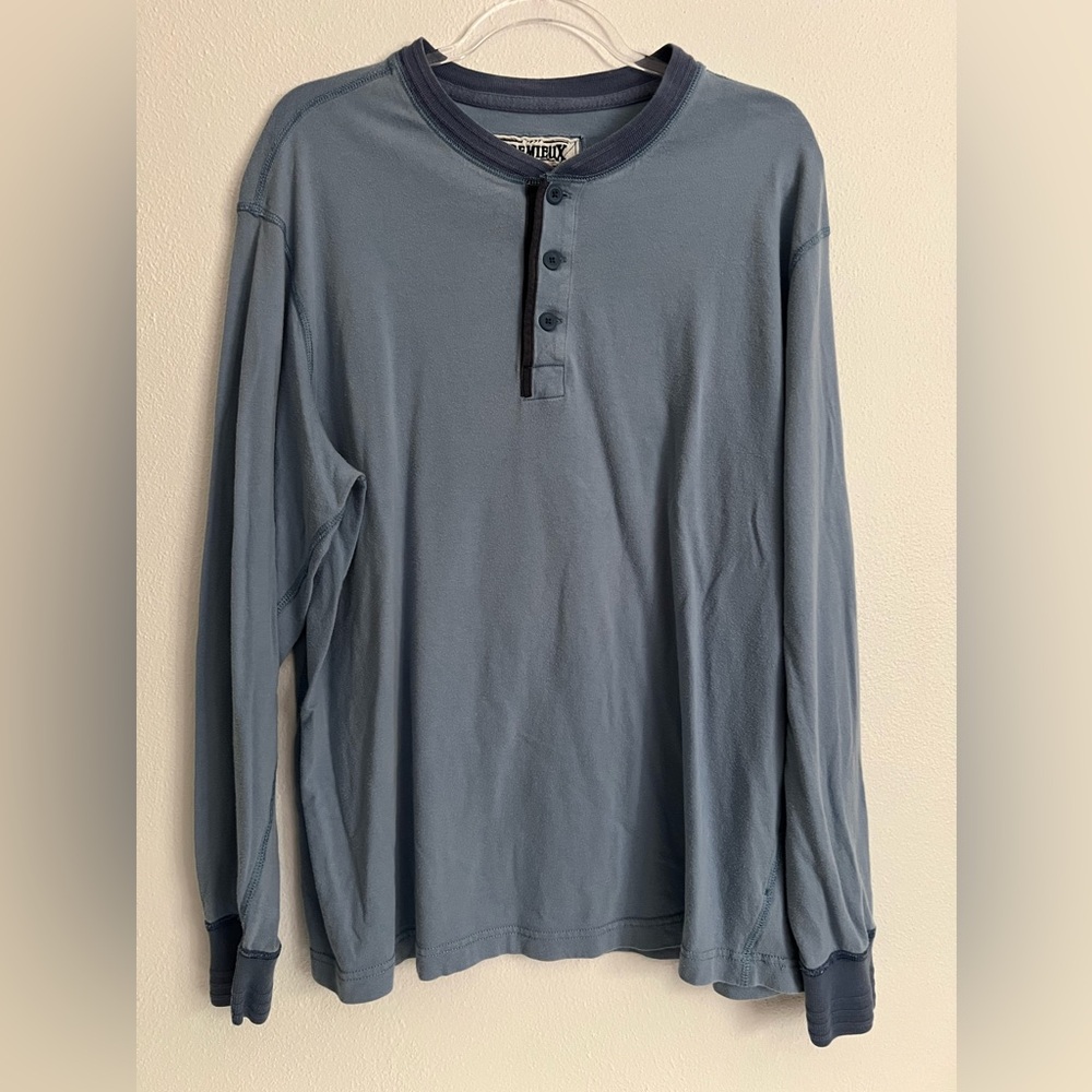 Cremieux Mens Light Blue Long Sleeve Cotton Henley Size XL